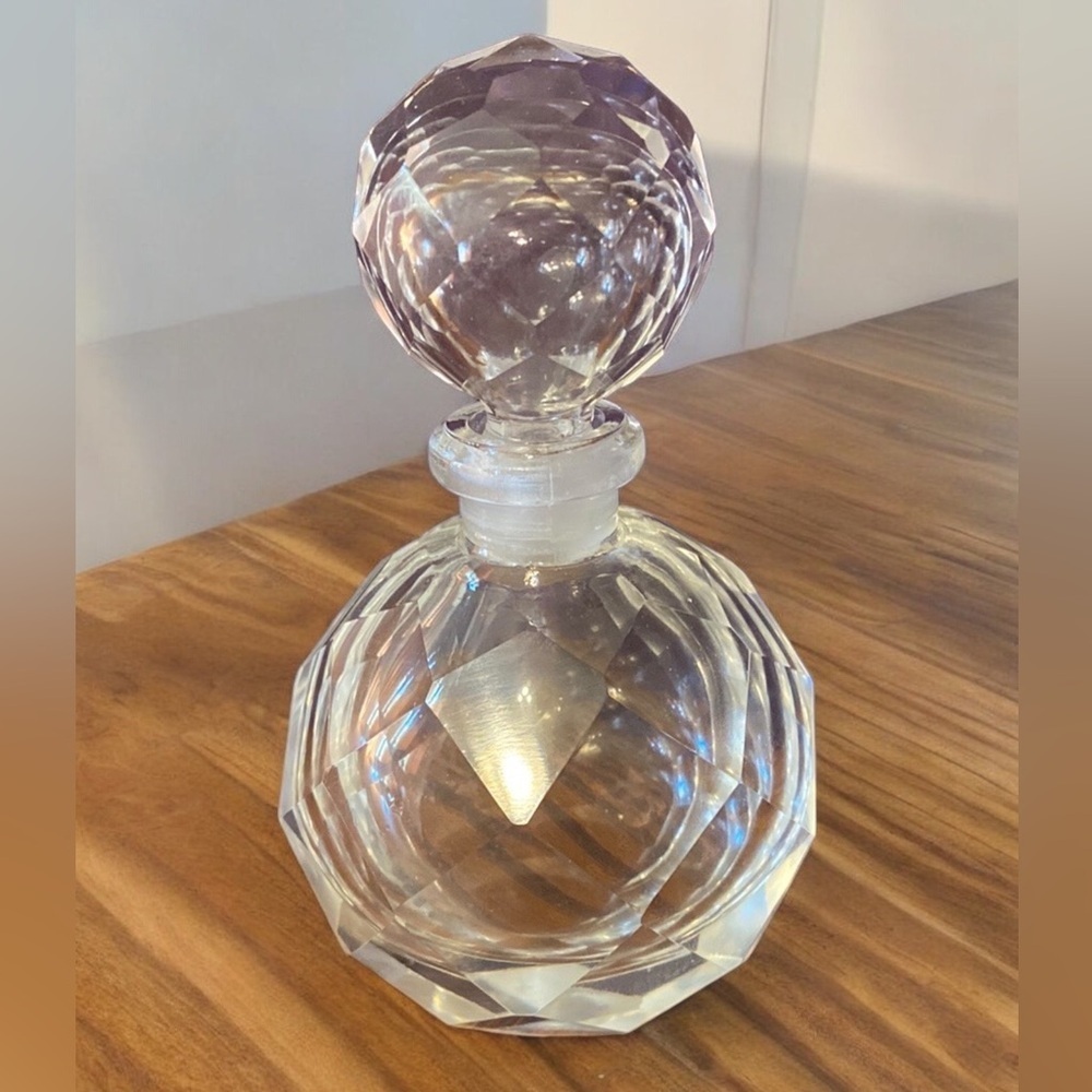 I Rice hand cut crystal perfume bottle vintage